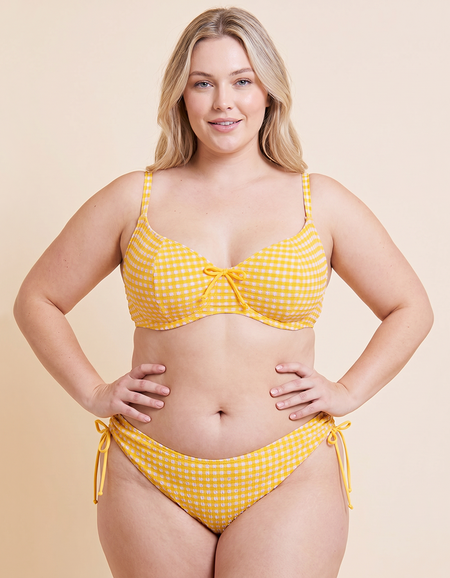 Верх купальника Curvy Kate Holiday Check Scooped Balcony Bikini Top (Sunshine Yellow)