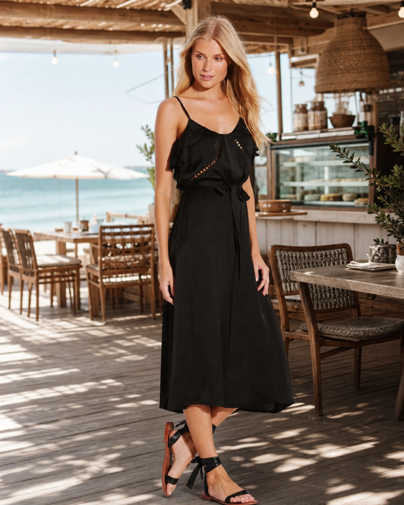 Платье Seafolly Water Garden Ruffle Midi Dress (Black)