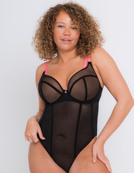 Боди Curvy Kate Elementary Plunge Body (Black/Pink)