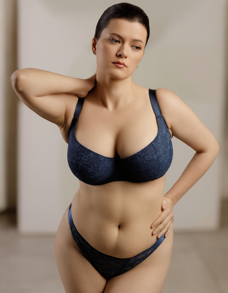 Бюстгальтер Curvy Kate All Night Lace Balcony Bra (Denim Blue)