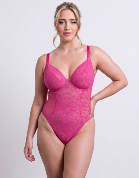 Боди Curvy Kate All Night Lace Plunge Body (Hot Pink/Blush)