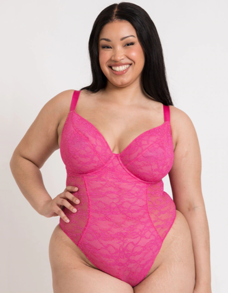 Боди Curvy Kate All Night Lace Plunge Body (Hot Pink/Blush)