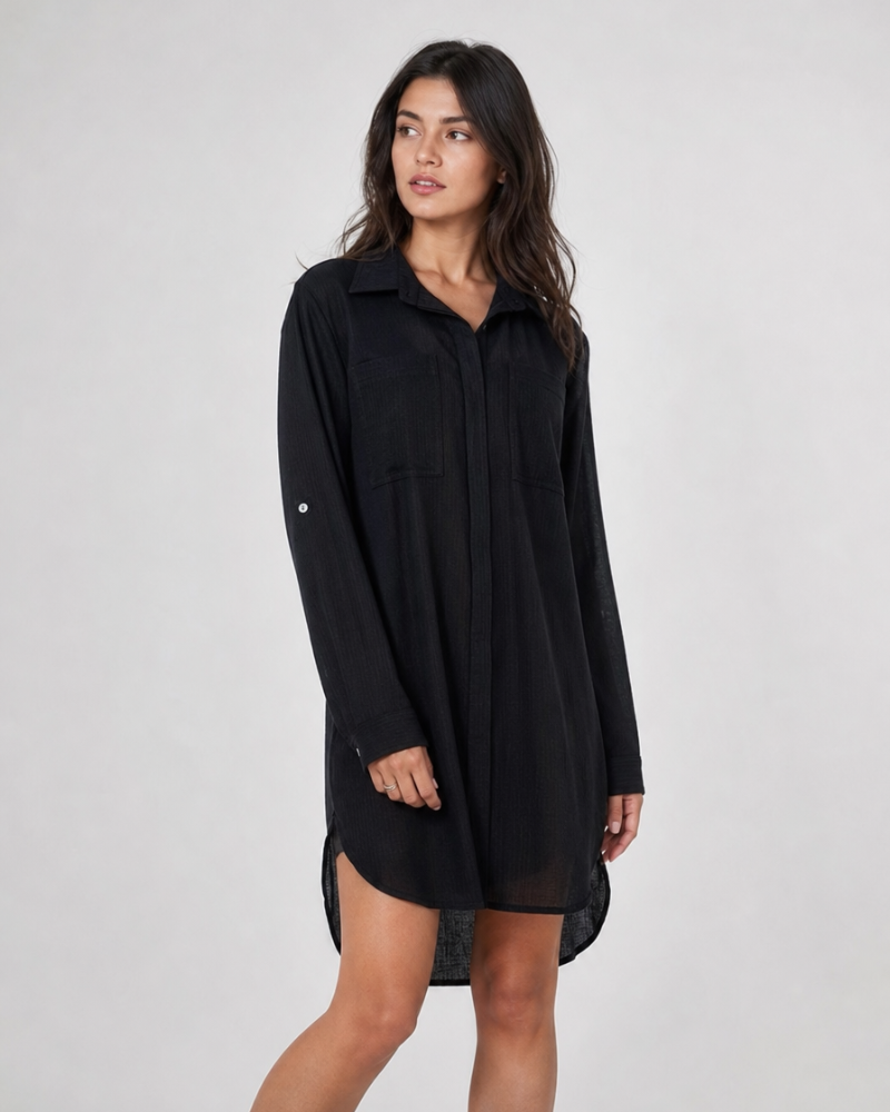 Рубашка Seafolly Crinkle Twill Beach Shirt (Black)