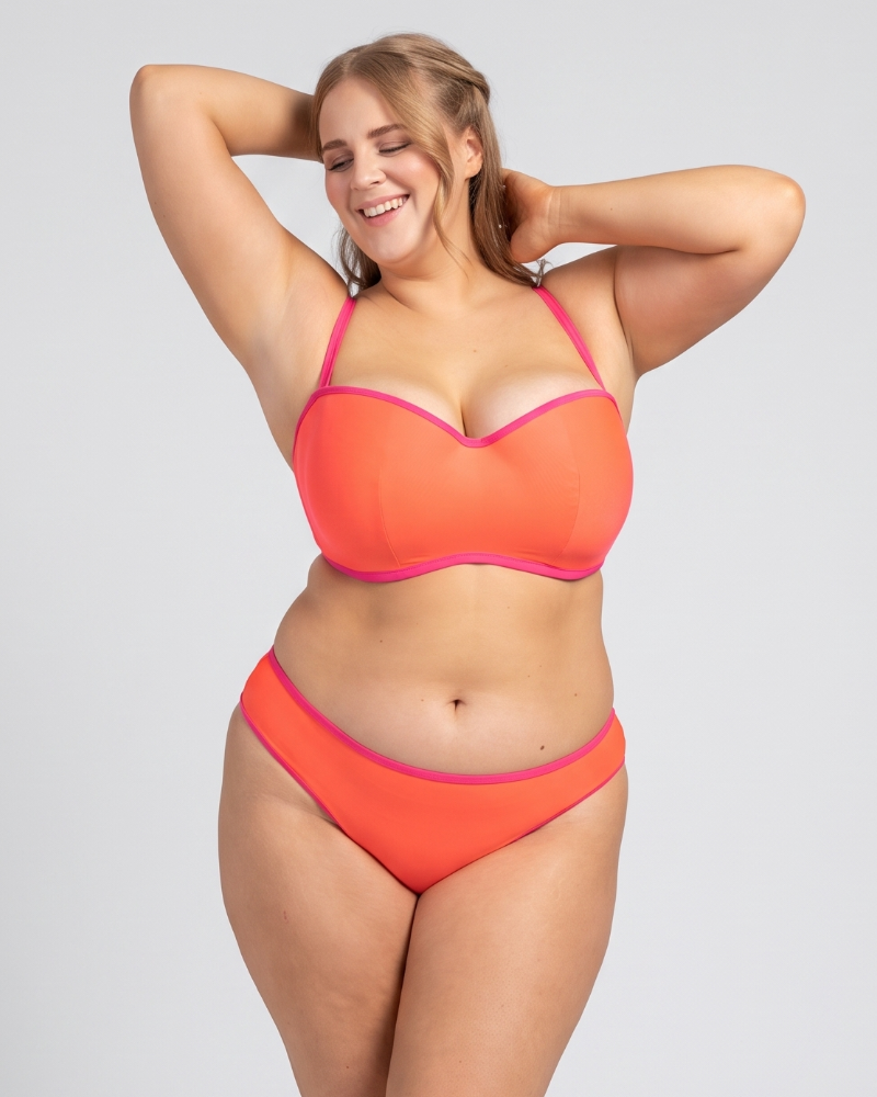 Верх купальника Curvy Kate Minimalist Bandeau Strapless Multiway Bikini Top (Coral/Pink)