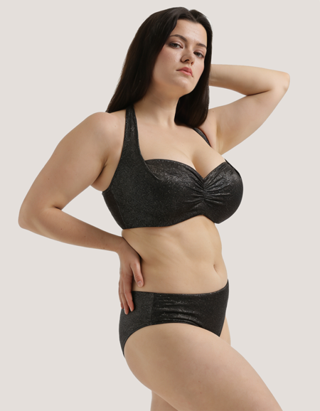 Верх купальника Bip-Bip Sparkle Bandeau Bikini (Black Shiny)